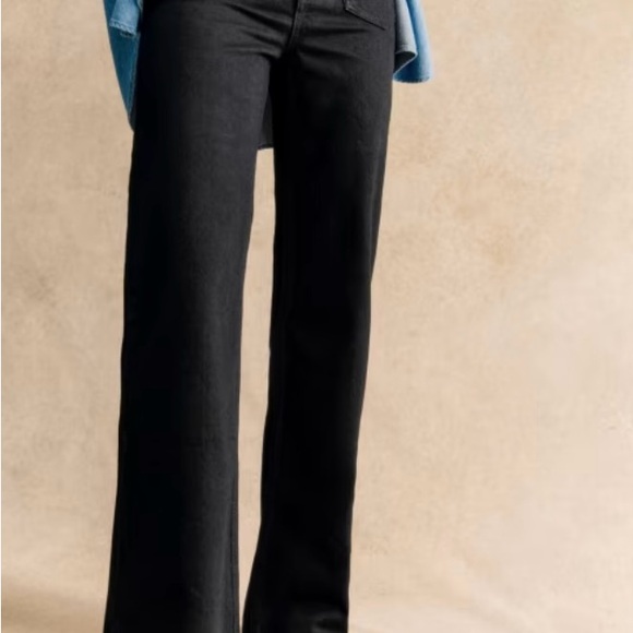 Sezane 70’s Trouser Black High-Waisted Flare Jeans - Picture 2 of 9